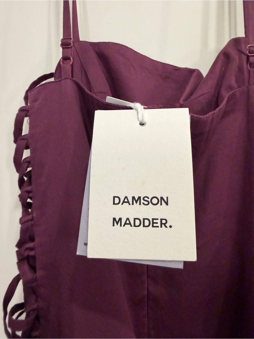 NWT Damson Madder Organic Cotton Angelina Midi Dress with Side Lace-Up - Picture 4 of 6